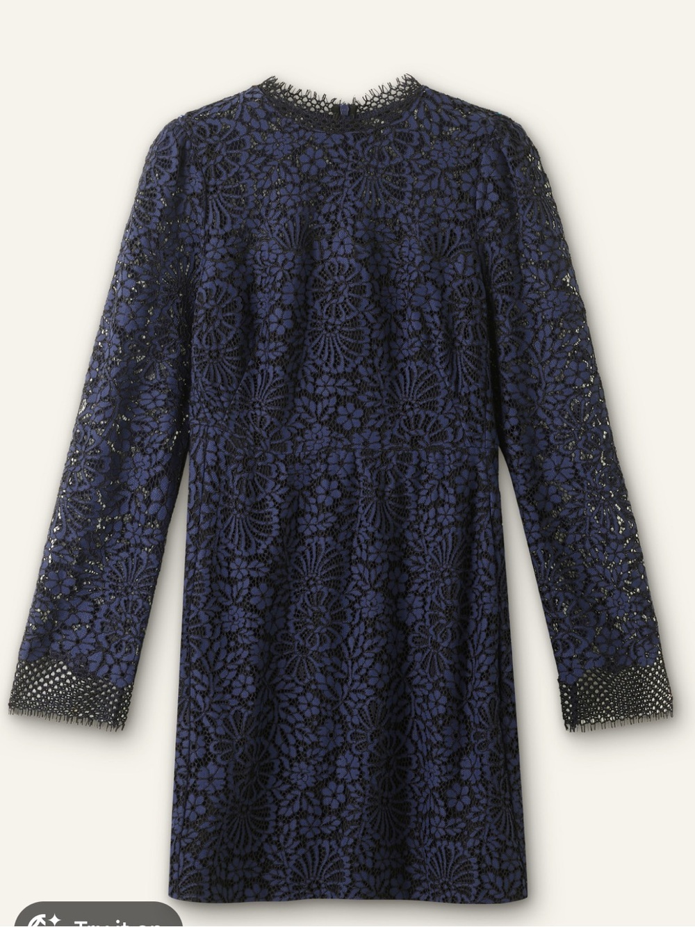 NWOT ME+EM Fit + Flare Navy Black Floral Lace Mini Dress Sz 4